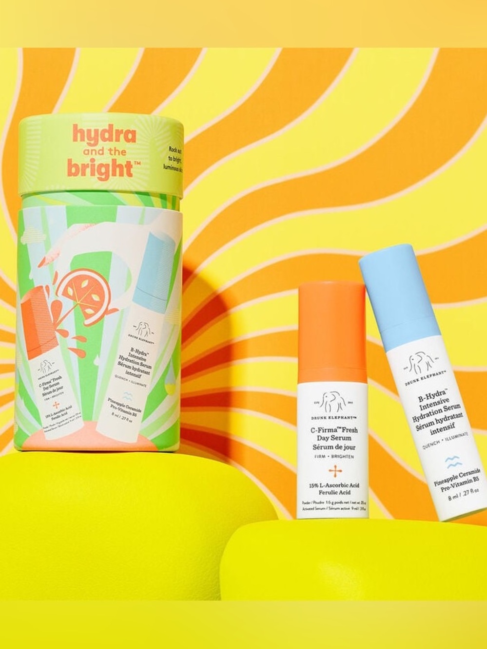 NIB DRUNK ELEPHANT Hydra and the Bright™: B-Hydra and C-Firma Serum Duo Kit